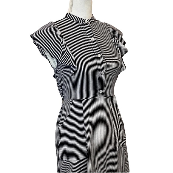 VTG 1950s-60s Seersucker Style Dress by Monteau of Los Angeles Blue & White S - Picture 4 of 13